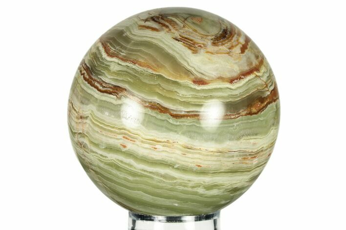 Polished Green Banded Calcite Sphere - Pakistan #266495